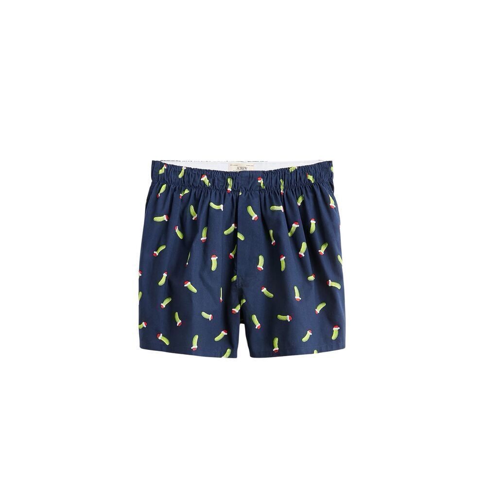 J.Crew Cotton Christmas Pickle Boxers Navy Santa Hat Large (35-37), New